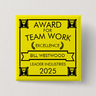 Corporate Staff Team Work Award Vierkante Button 5,1 Cm