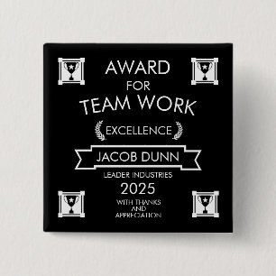 Corporate Staff Team Work Award Vierkante Button 5,1 Cm