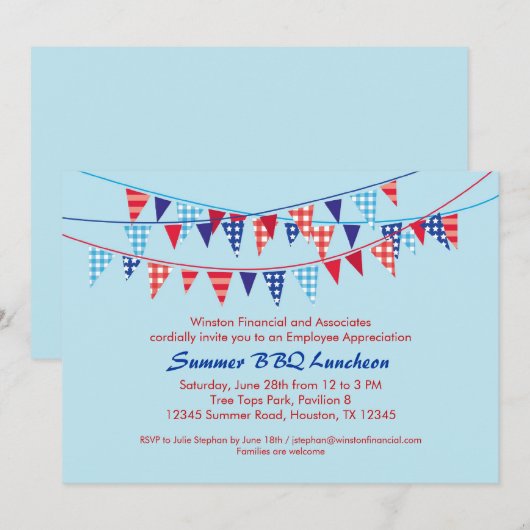 Corporate Summer BBQ Uitnodiging (Voorkant / Achterkant)