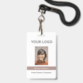 Corporate Taupe Employee Photo ID Badge (Voorzijde met lanyard)