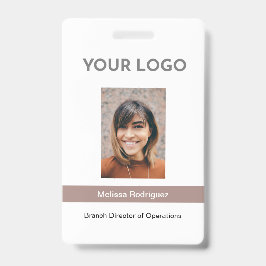 Corporate Taupe Employee Photo ID Badge