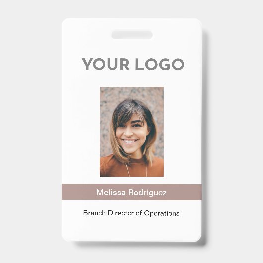 Corporate Taupe Employee Photo ID Badge (Voorzijde)
