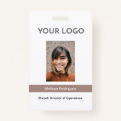 Corporate Taupe Employee Photo ID Badge (Voorkant)