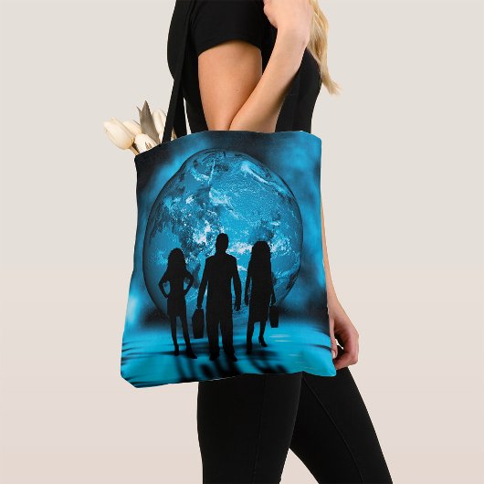 Corporate Team Silhouette Futuristic Business Tote Bag