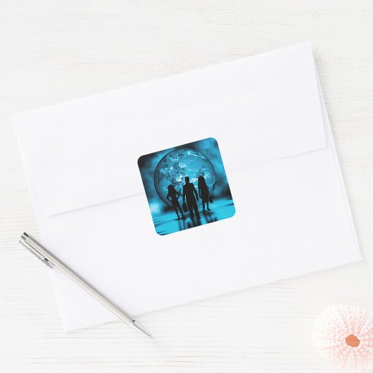 Corporate Team Silhouette Futuristic Business Vierkante Sticker