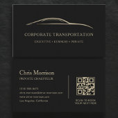 Corporate Transportation QR Code Black & Gold Visitekaartje