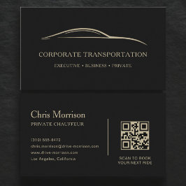 Corporate Transportation QR Code Black & Gold Visitekaartje