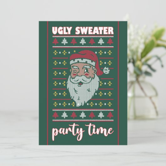 Corporate Ugly Sweater Party Invitation Kaart (Staand voorkant)