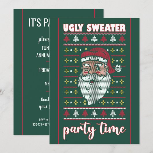 Corporate Ugly Sweater Party Invitation Kaart (Voorkant / Achterkant)