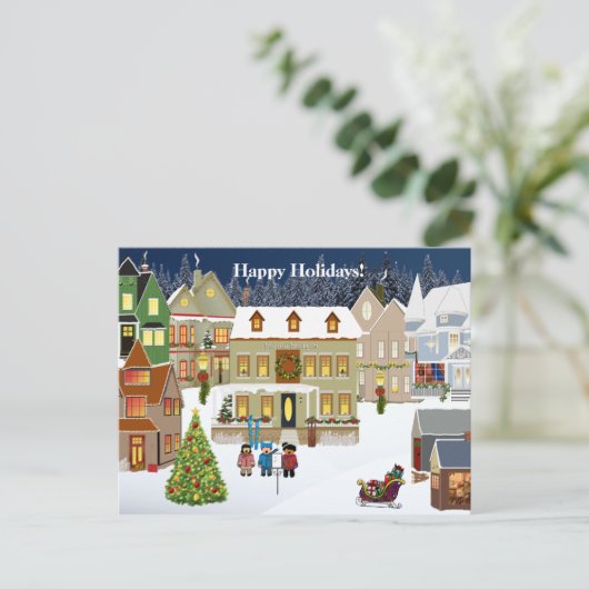 Corporate Use New England Village kerst Briefkaart (Staand voorkant)