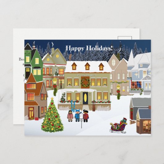 Corporate Use New England Village kerst Briefkaart (Voorkant / Achterkant)