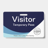 Corporate Visitor Pass aangepaste barcode blauwe b Badge (Voorkant)