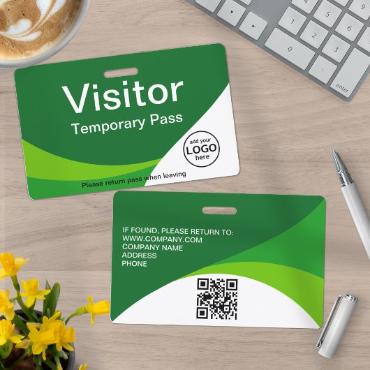 Corporate Visitor Pass aangepaste QR-code groen Badge