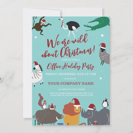Corporate Wildlife Animals Christmas Party Kaart (Voorkant)