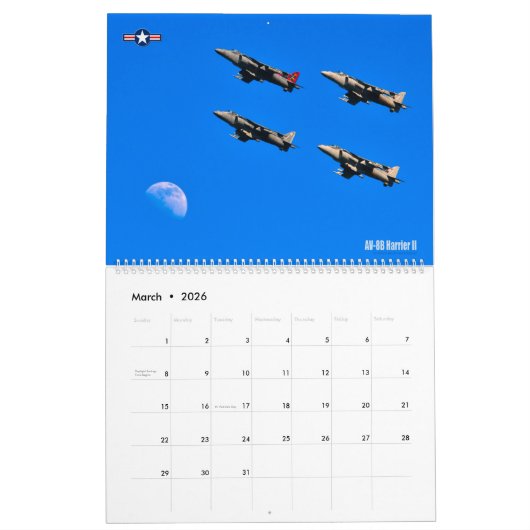 CORPS AVIATION - AV-8B HARRIER II KALENDER (Mar 2026)