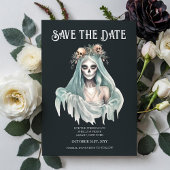 Corpse Bride Mint Halloween Save the Date Kaart