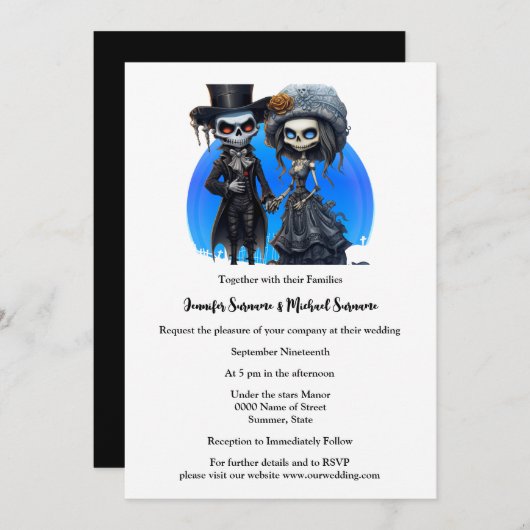 Corpse bruid bruidegom dag dood zwart blauw gotisc kaart (Voorkant / Achterkant)