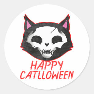 Corpse Paint Cat Happy Catlloween Cat Halloween Ronde Sticker