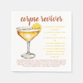 Corpse Reviver Cocktail Drink Recept Kaart Servet (Voorkant)