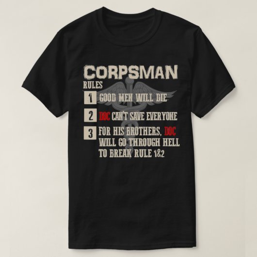 Corpsman Rules Corpsman 8404 Gift Corpsman Veter T-shirt (Design voorkant)
