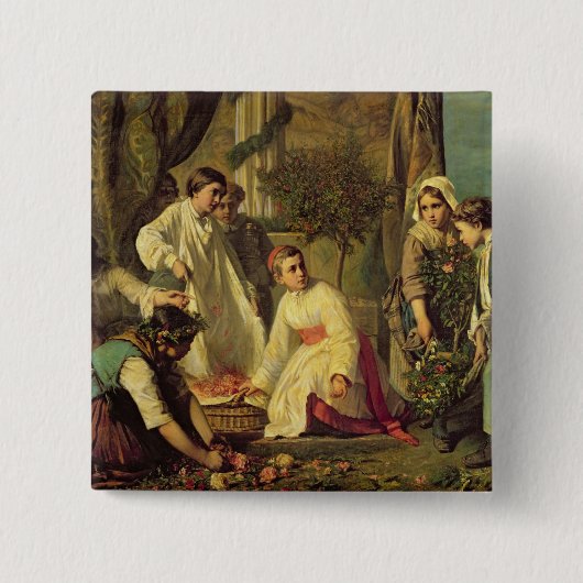 Corpus Christi, 1855 Vierkante Button 5,1 Cm (Voorkant)