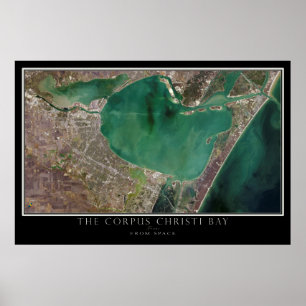 Corpus Christi Bay Texas vanaf ruimtesatellietkaar Poster