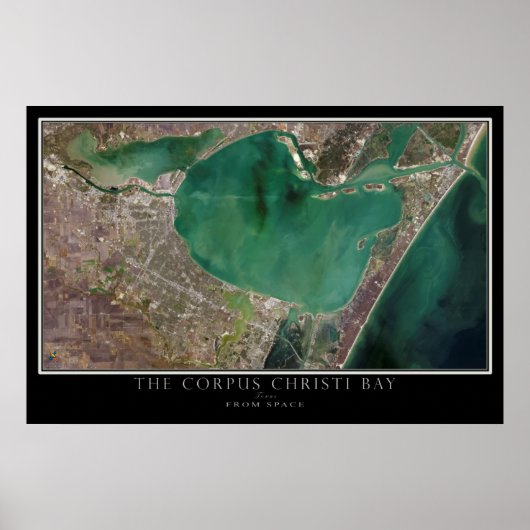 Corpus Christi Bay Texas vanaf ruimtesatellietkaar Poster (Voorkant)