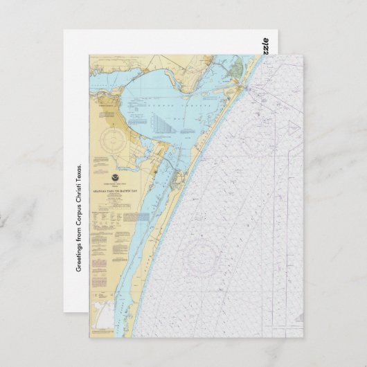 Corpus Christi Nautical Chart Briefkaart (Voorkant / Achterkant)