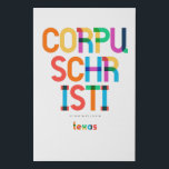 Corpus Christi Texas Mid Century, Pop Art, Imitatie Canvas Print<br><div class="desc">Corpus Christi Texas klassiek retro teruggooistijl van de jaren '70 en '80. Heldere primaire kleuren in de abstracte kunststijl van de 20e eeuw met eenvoudige geometrische elementen.  pop kunst. Eenvoudig gedurfd,  je eigen woonplaats hardop draag.</div>