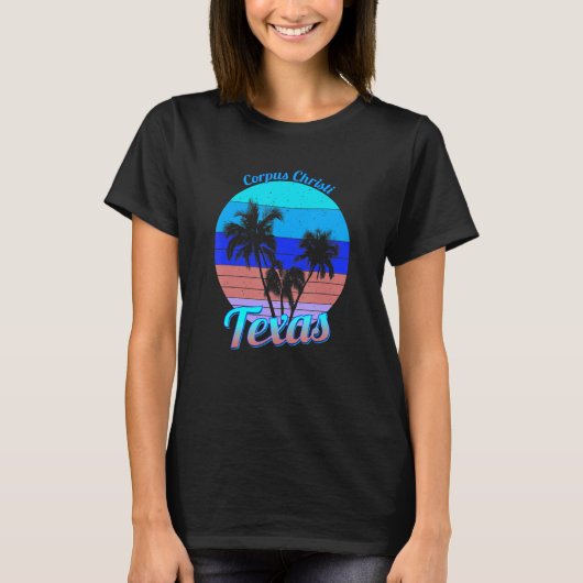 Corpus Christi Texas Retro Tropical Palm Trees Vac T-shirt (Voorkant)