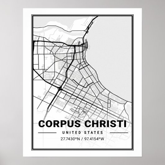 Corpus Christi Texas USA Travel City Map Poster (Voorkant)
