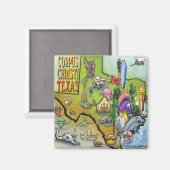 Corpus Christi Tx Cartoon Map Magneet (Voorkant / Achterkant)