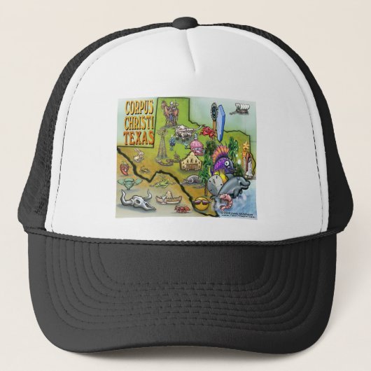 Corpus Christi Tx Cartoon Map Trucker Pet (Voorkant)
