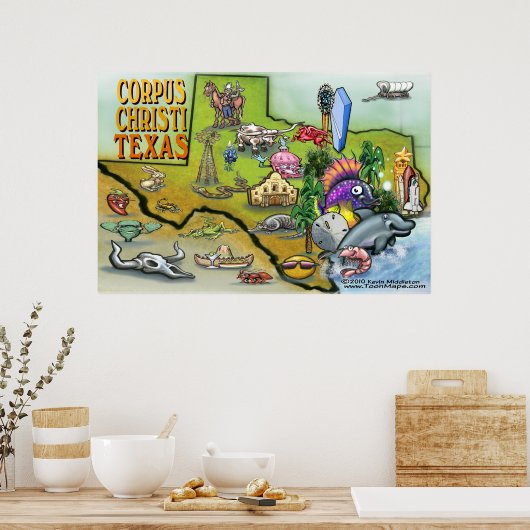 Corpus Christi TX Map Poster (Keuken)