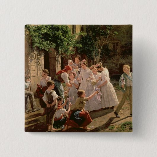 Corpus Christi Vierkante Button 5,1 Cm (Voorkant)