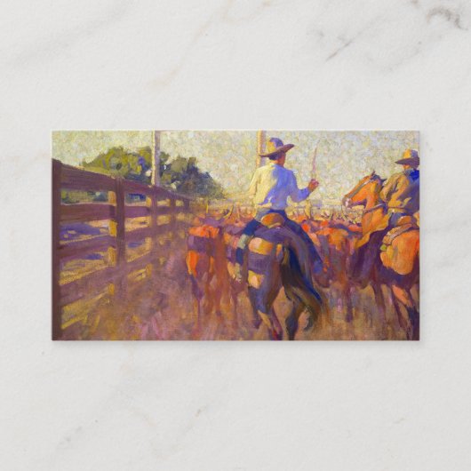Corral Dust, 1915, door Maynard Dixon Visitekaartje (Voorkant)