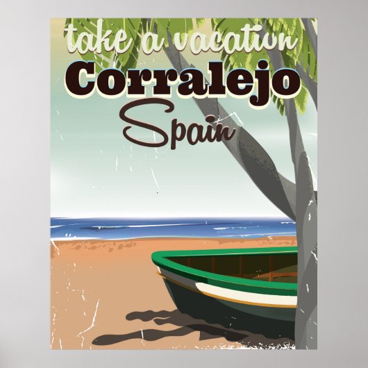 Corralejo Spanje vintage strandvakantie Poster (Voorkant)