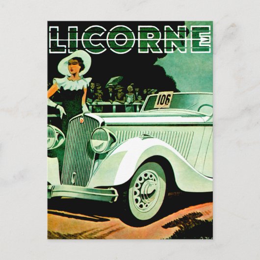 Corre La Licorne ~  Automobile Ad Briefkaart (Voorkant)
