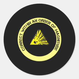 Correct binnen een orde van grootte ronde sticker