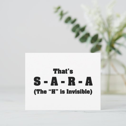 Correcte spelling van Sara Briefkaart (Staand voorkant)