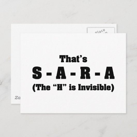 Correcte spelling van Sara Briefkaart (Voorkant / Achterkant)