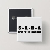Correcte spelling van Sara Vierkante Button 5,1 Cm (Voorkant /achterkant)