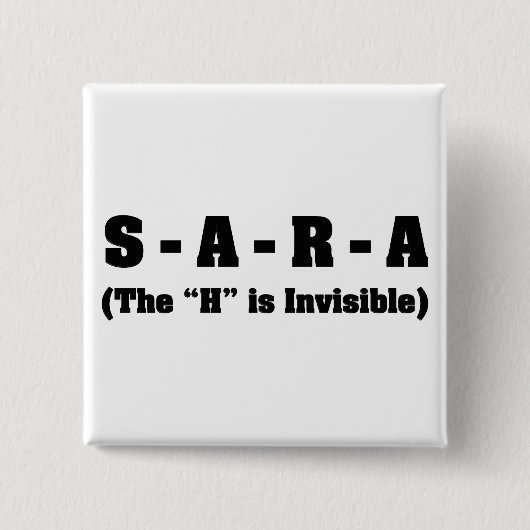 Correcte spelling van Sara Vierkante Button 5,1 Cm (Voorkant)