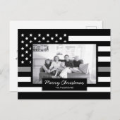 Correcte Thin Grey Line American Flag Photo Feestdagenkaart (Voorkant / Achterkant)