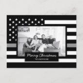Correcte Thin Grey Line American Flag Photo Feestdagenkaart (Voorkant)