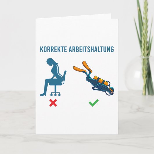 Correcte werkhouding Scuba Diver Kleding Grappig Kaart (Voorkant)
