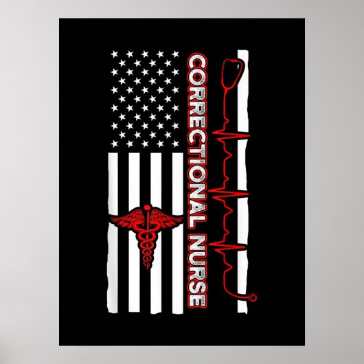 Correctie Nurse USA Vlag Nursing RN Poster (Voorkant)