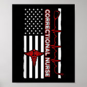 Correctie Nurse USA Vlag Nursing RN Poster (Voorkant)