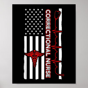 Correctie Nurse USA Vlag Nursing RN Poster