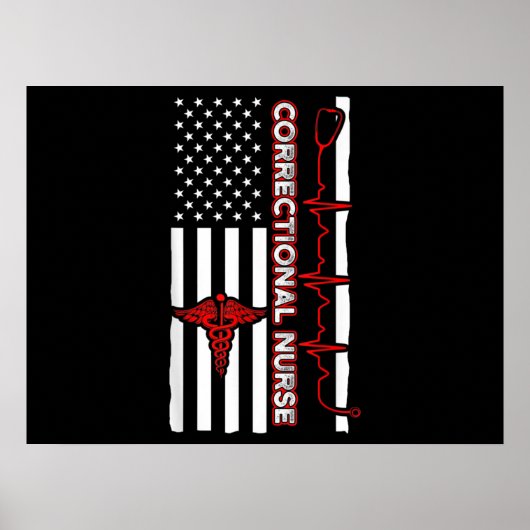 Correctie Nurse USA Vlag Nursing RN Poster (Voorkant)